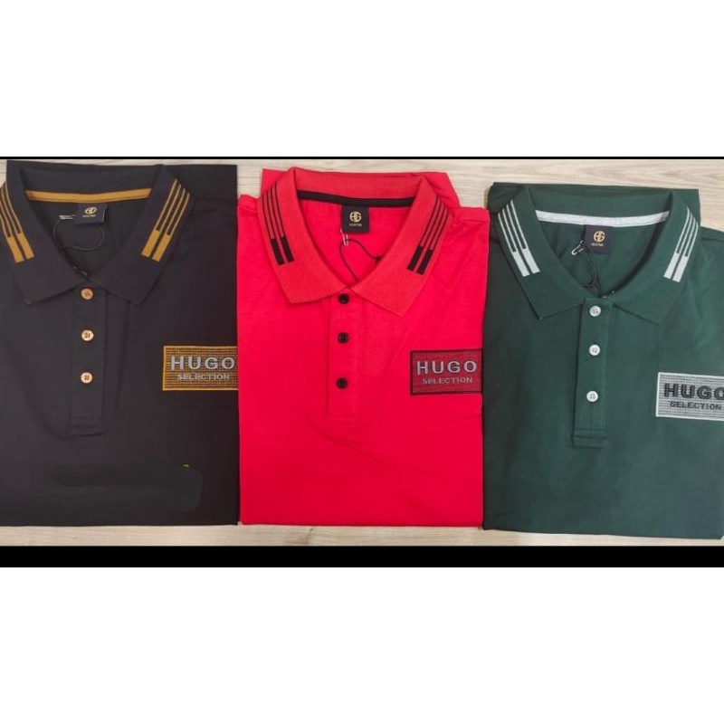 KAOS KERAH COWOK HUGO SELECTION ORIGINAL SPANDEK PREMIUM JUMBO