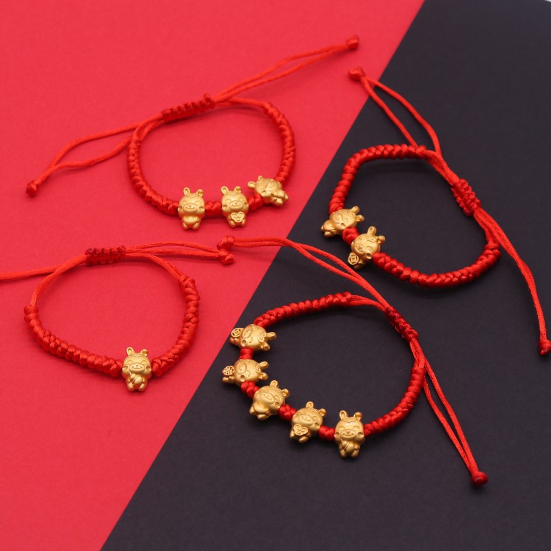 Fashion Kelinci Merah Tali Gelang Tahun Takdirmu Tahun Kelinci Berdoa Braided Adjustable Bracelet