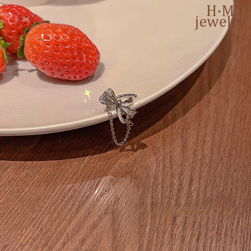 Tiga Dimensi Penuh Berlian Busur Anting Tanpa Tindik Rumbai Berlian Imitasi Klip Telinga2023Gaya Baru