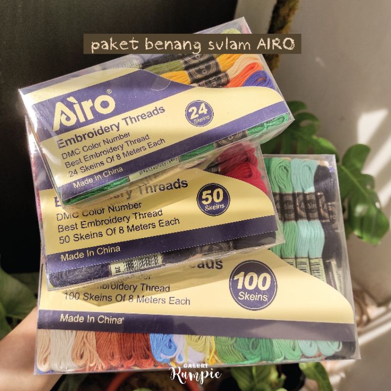 [GROSIR PAKET AIRO] Paket Benang Sulam AIRO 24/50/100pcs