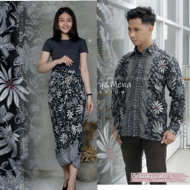 Couple Kemeja Batik Rok Lilit batik Lengan Panjang MOTIF PISANG