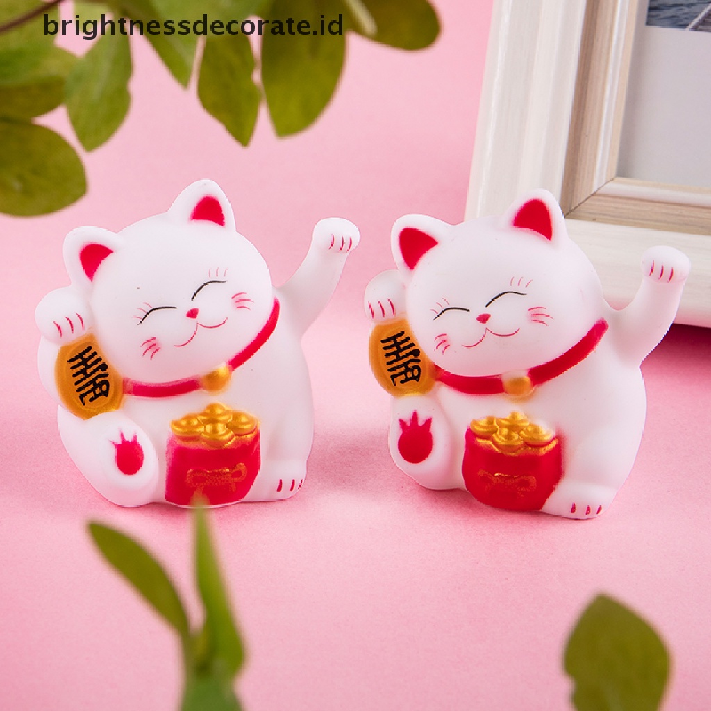 [Birth] Pvc waving cat fortune lucky cat Dekorasi Kue Hiasan Mobil Kunci Gesper Liontin [ID]