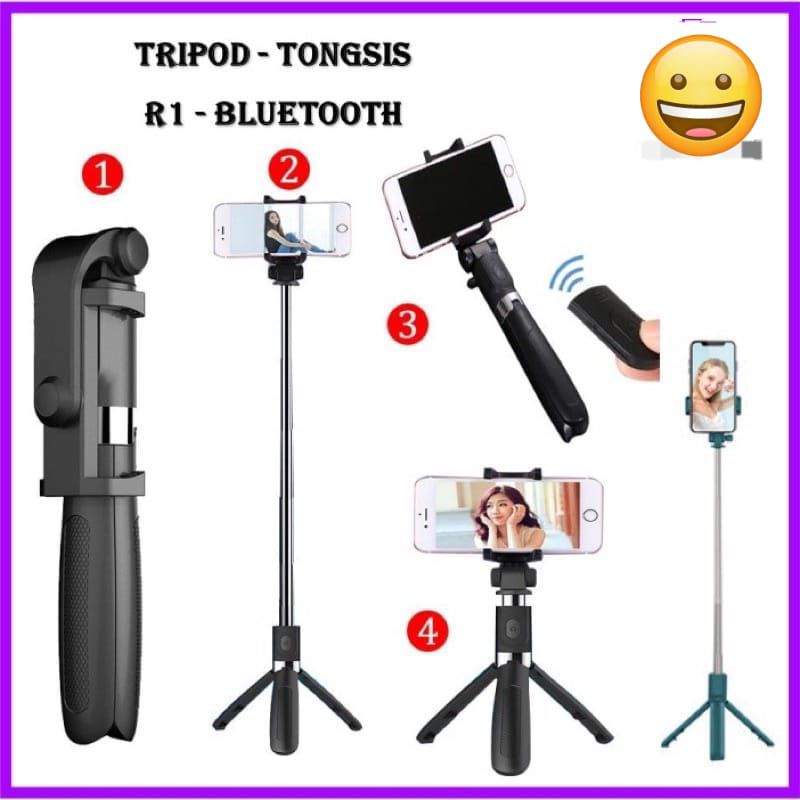 Tongsis Tripod 3in1 Remote Selfie Stick Tripod 360° Tongsis Tripod Tomsis Bluetooth Tripod R1