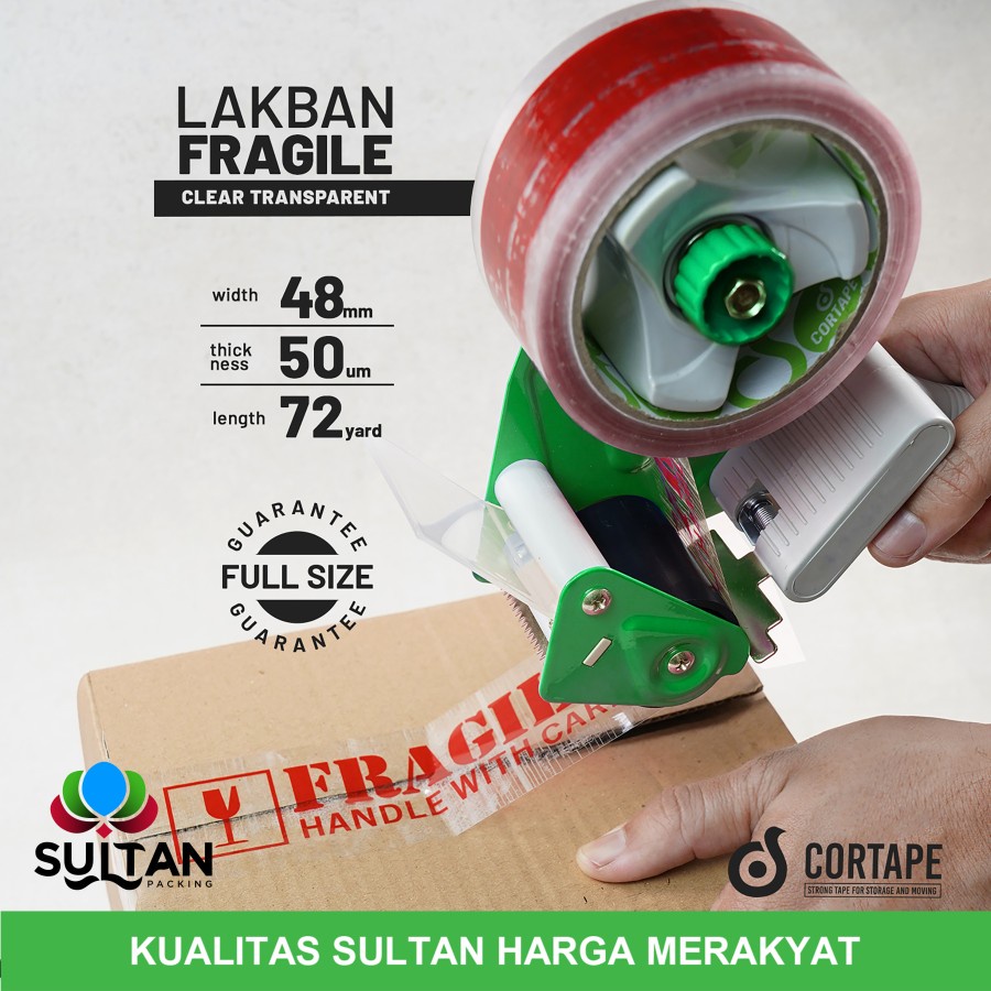 

Lakban Fragile Clear Transparant 48mm x 72yard Satuan Plakban Isolasi Solatip