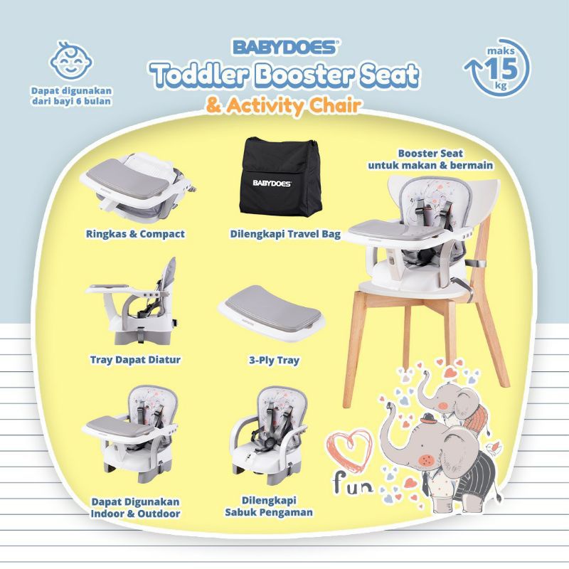 Babydoes Toddler Booster Seat&amp;Activity Chair/Kursi makan bayi