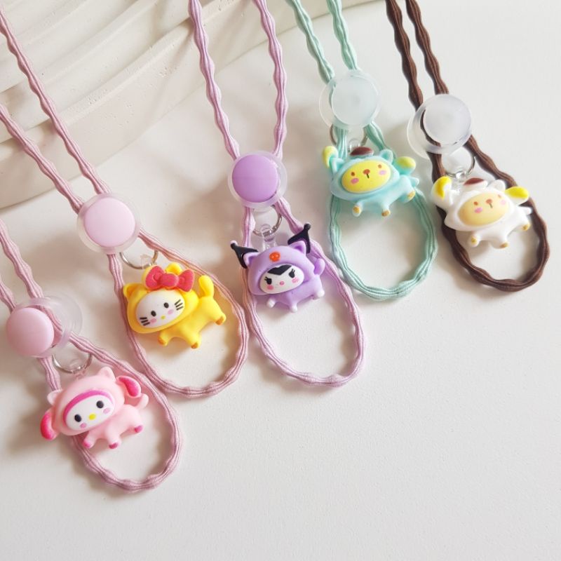 STRAP MASKER ANAK PEREMPUAN - DEWASA PEREMPUAN 2 IN 1 Kuromi - Pochacco - Purin - Melody - Cinamonroll - Kitty - Keroppi - Bunga/ KALUNG MASKER / TALI MASKER / LANYARD MASK STOPER 2IN1