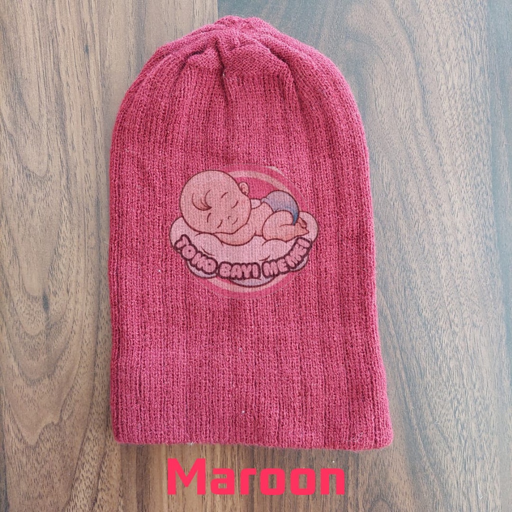 Kupluk Bayi Rajut Polos Salur // Beanie Hat Kids