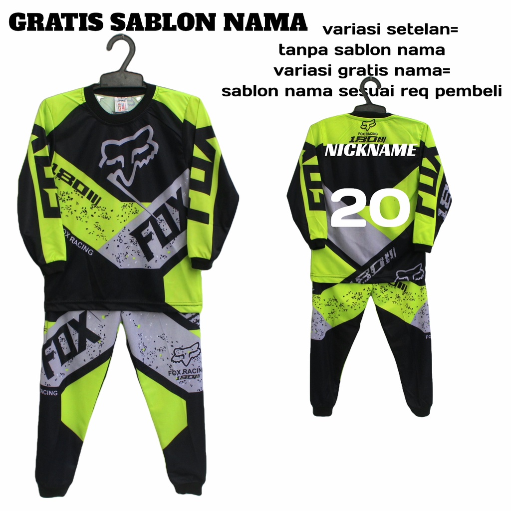 setelan jersy motor cross /baju balap cross/baju trail anak anak size 4-14