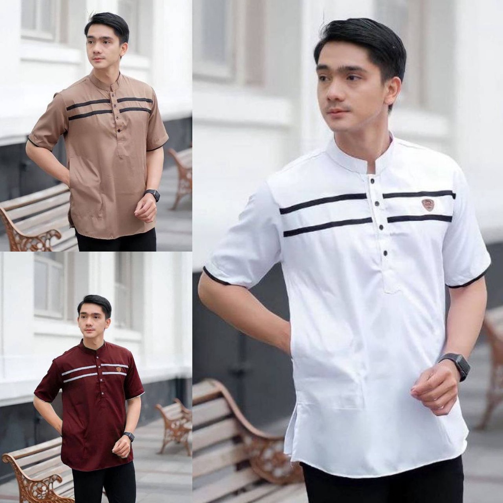Baju Koko Pria Lengan Pendek List Dua Matt Toboyo