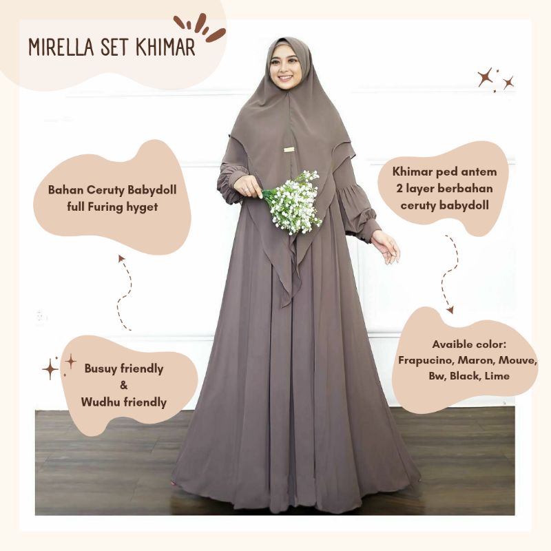 FREE SCRUNCHIE READY STOCK MIRELLE SET KHIMAR FREE BROSS