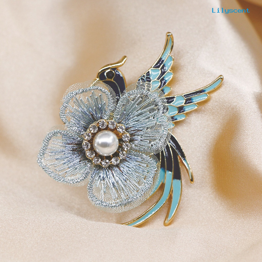 [LS] Kerah Pin Bordir Bunga Enamel Burung Alloy Mutiara Imitasi Berlian Imitasi Bros Pin Aksesoris Kostum