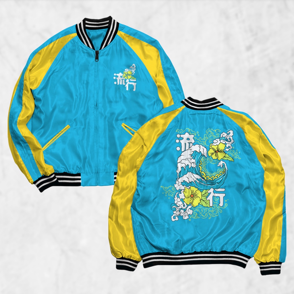 Fortglass Jaket Sukajan Motif NAMI Sablon Jaket Pria Wanita Distro Unisex Japan Premium Original