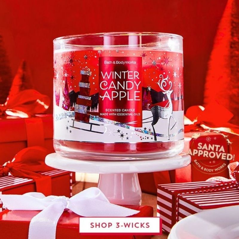 BATH &amp; BODY WORKS BBW WINTER CANDY APPLE  3-WICK SCENTED CANDLE 411 g