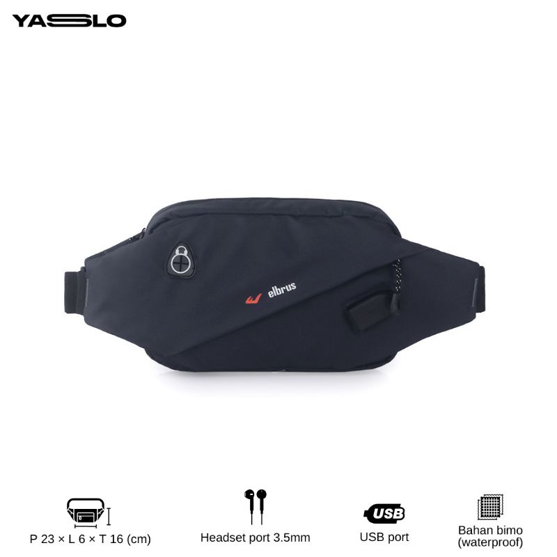 Waistbag Waterproof Pria - Dengan Headset dan USB Port - wb03