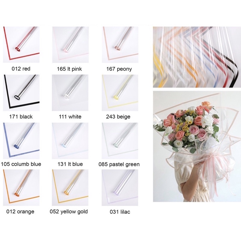 

[5 Lembar] KERTAS FLOWER WRAPPING CELLOPHANE ECER KERTAS BUKET BUNGA HAND BOUQUET Line Translucent