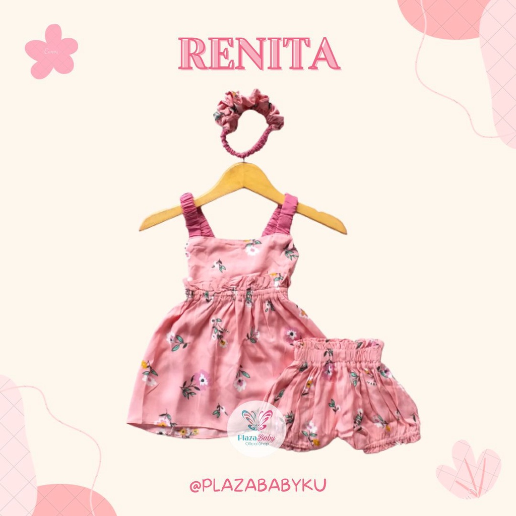 Plazababyku BBB RENITA setelan anak perempuan jumper jumpsuit bayi polos lucu free headband