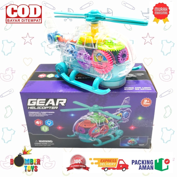 MAINAN ANAK HELIKOPTER GEAR HELICOPTER SUARA MUSIK LAMPU MOTORIK BAYI