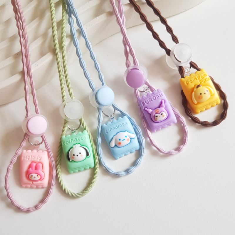 STRAP MASKER ANAK PEREMPUAN - DEWASA PEREMPUAN 2 IN 1 Kuromi - Pochacco - Purin - Melody - Cinamonroll - Kitty - Keroppi - Bunga/ KALUNG MASKER / TALI MASKER / LANYARD MASK STOPER 2IN1