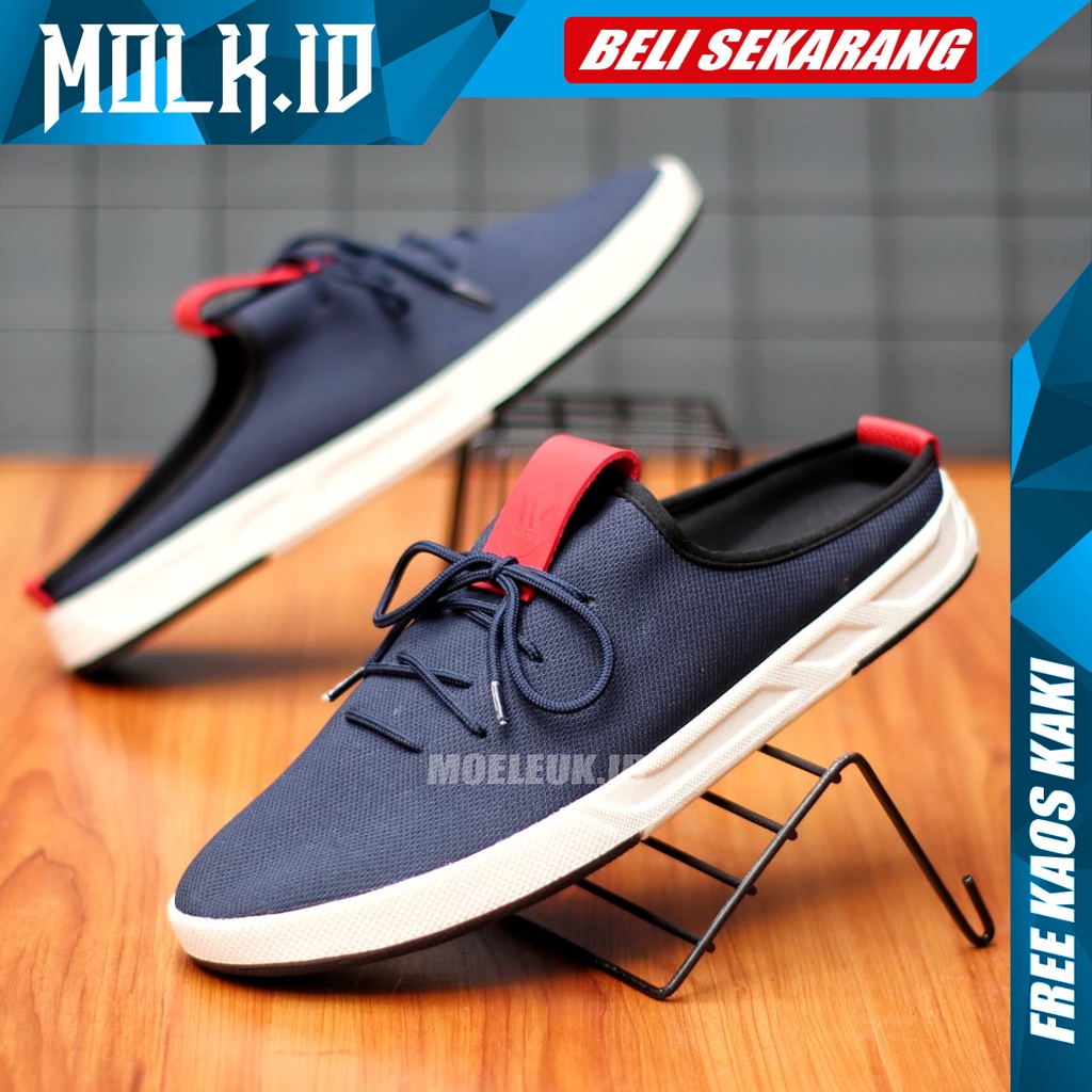 MOLK Sendal Pria Slip On Casual Original Distro Sandal Slop Cowok Kekinian Trendy Simple Anti Slip