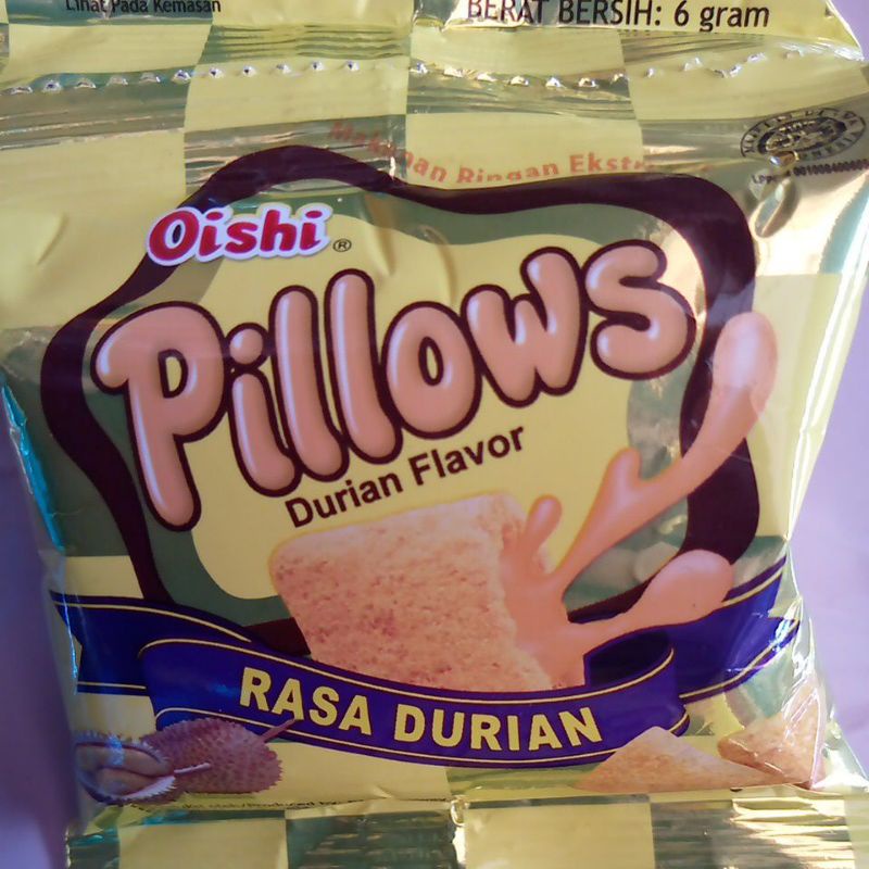 OISHI Pillow Snack Pillows Pilow Renceng Netto Isi 10 Bks X 6 gr Varian Rasa Keju, Durian, Ubi, Cocopandan, Coklat Kacang, Stroberi