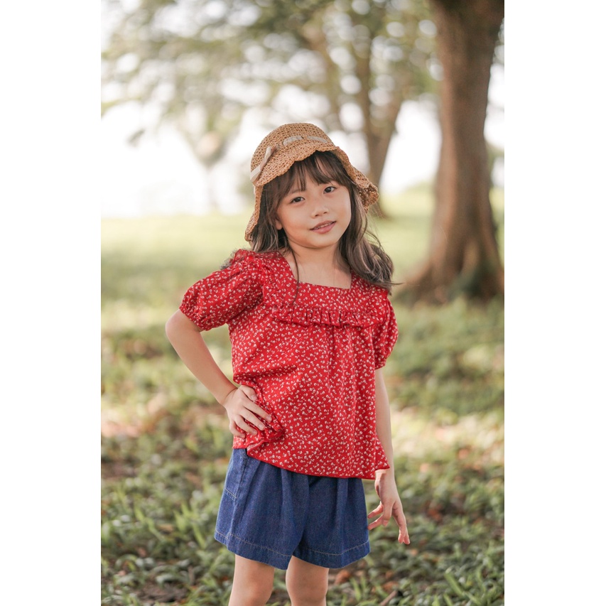 Mary Top 1-4 Tahun Blouse Ruffle Bunga Fashion Anak Perempuan CBKS SNB