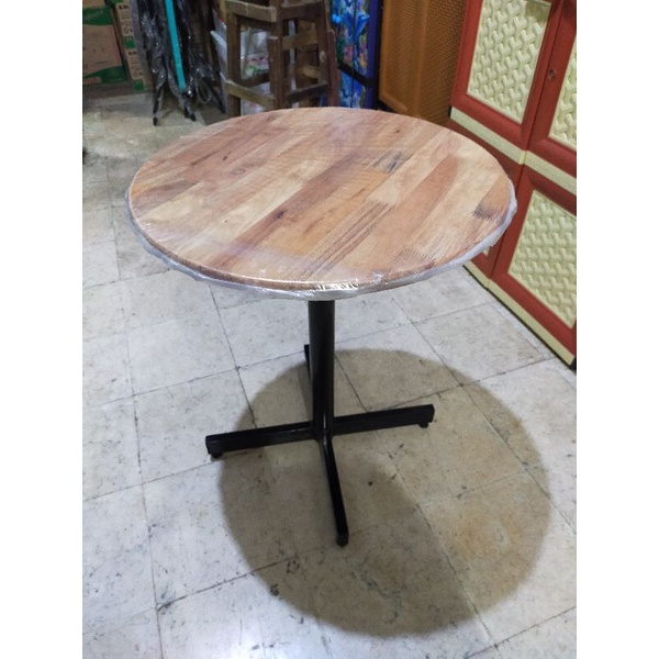 Meja Cafe Kayu / Meja Kafe / Meja Teras Bulat Kayu Minimalis / Meja Makan / Meja Belajar / Meja Tamu