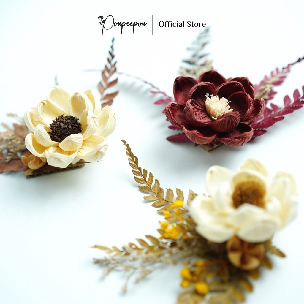 Poupeepou - Rangkaian Bunga Sudut Rustic | Bunga Kering Hiasan Mahar Nikah