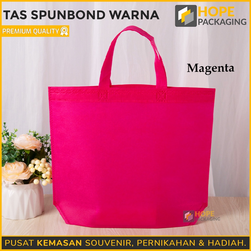 Tas Kain Spunbond Warna SIZE M  / Tas Goodie Bag Souvenir Ulang Tahun / Tas Kain Polos / Tas Handle Box