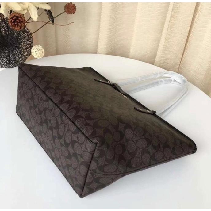 TAS COACH Tote City Zip Top Signature MAHOGANY ORIGINAL - COACH F58292