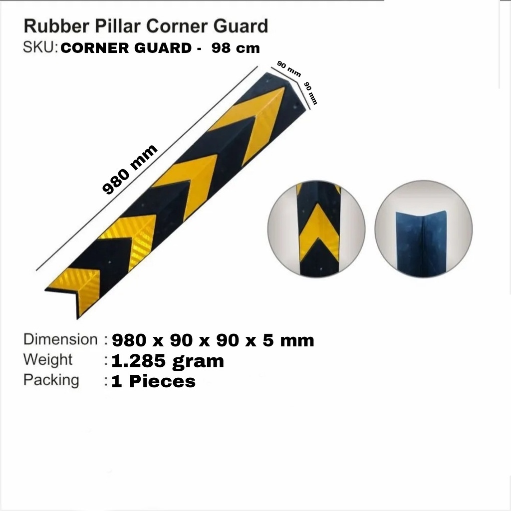 CORNER GUARD ATAU PELINDUNG SUDUT TIANG TEMBOK KARET 98 CM