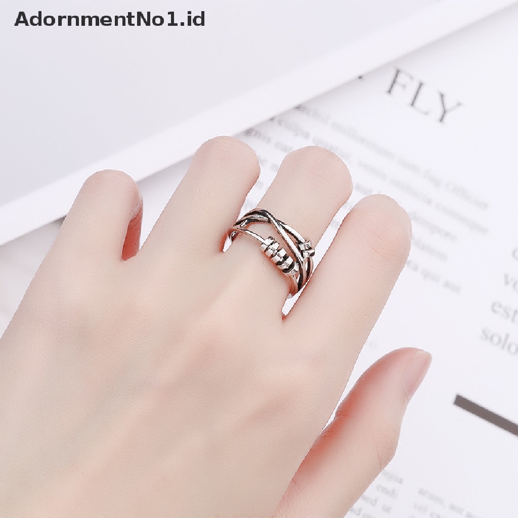 [AdornmentNo1] Cincin Kecemasan Pembukaan Yang Dapat Disesuaikan Fidget Ring Dengan Manik-Manik Cincin Perhiasan Penghilang Stres [ID]