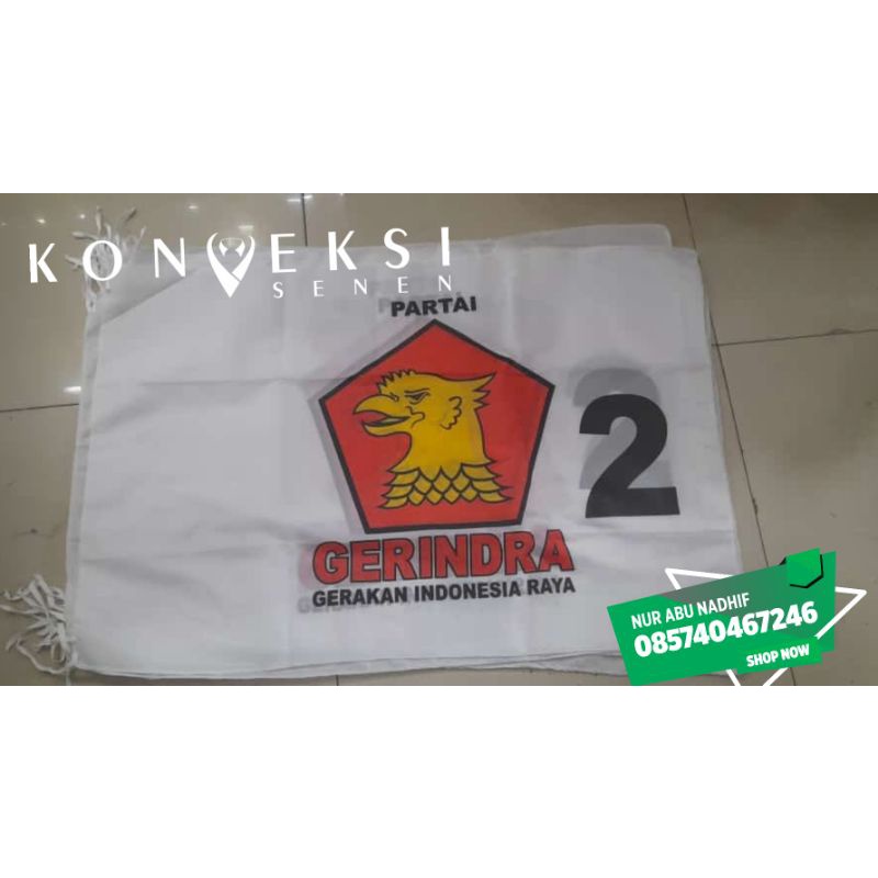 Jual Bendera Partai Gerindra Terbaru Dengan Nomor Parpol 60 X 90 Cm