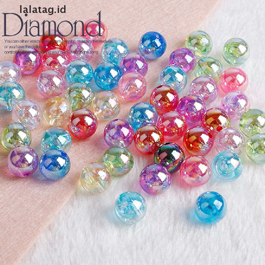 [lalatag] 50pcs 8mm AB Warna Bening Warna-Warni Longgar Bulat Transparan Spacer Manik DIY Bahan Gelang [ID]