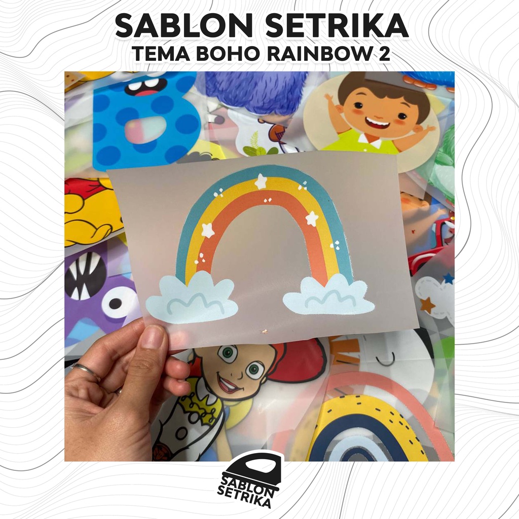 SABLON SETRIKA SABLON DTF PRINTING TEMA BOHO RAINBOW 1