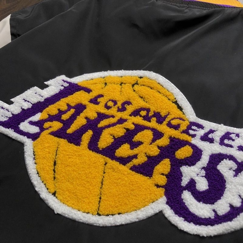 VARSITY JACKET LAKERS - AUTHENTIC HITAM COMBY CREAM FULLTAG &amp; LABEL