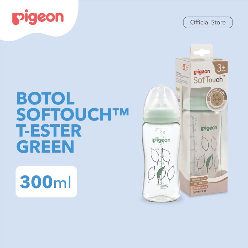 PIGEON Botol T-Ester Wide Neck 300 ML Light Green W/P-Plus Nipple