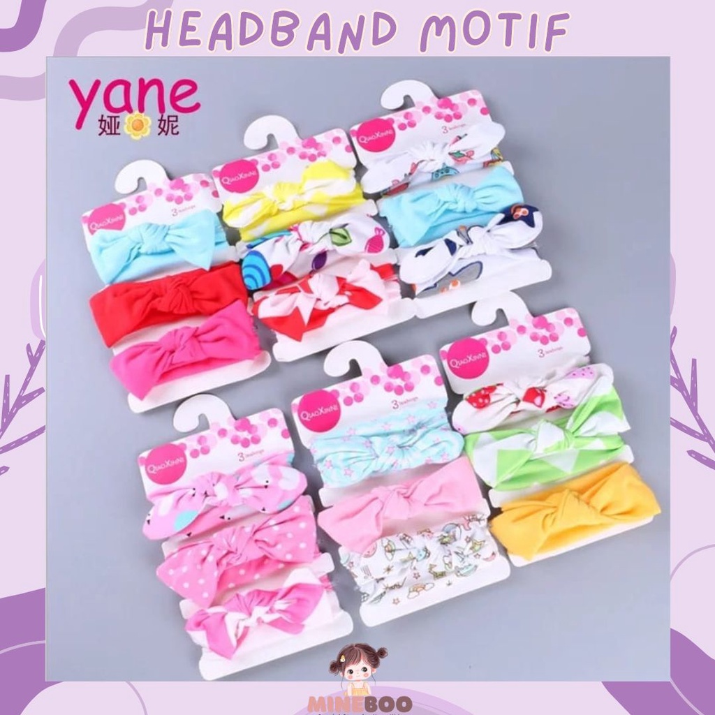 mineboo - Baby HEADBAND MOTIF 3 in 1 Bandana Bando Pita Bayi Anak