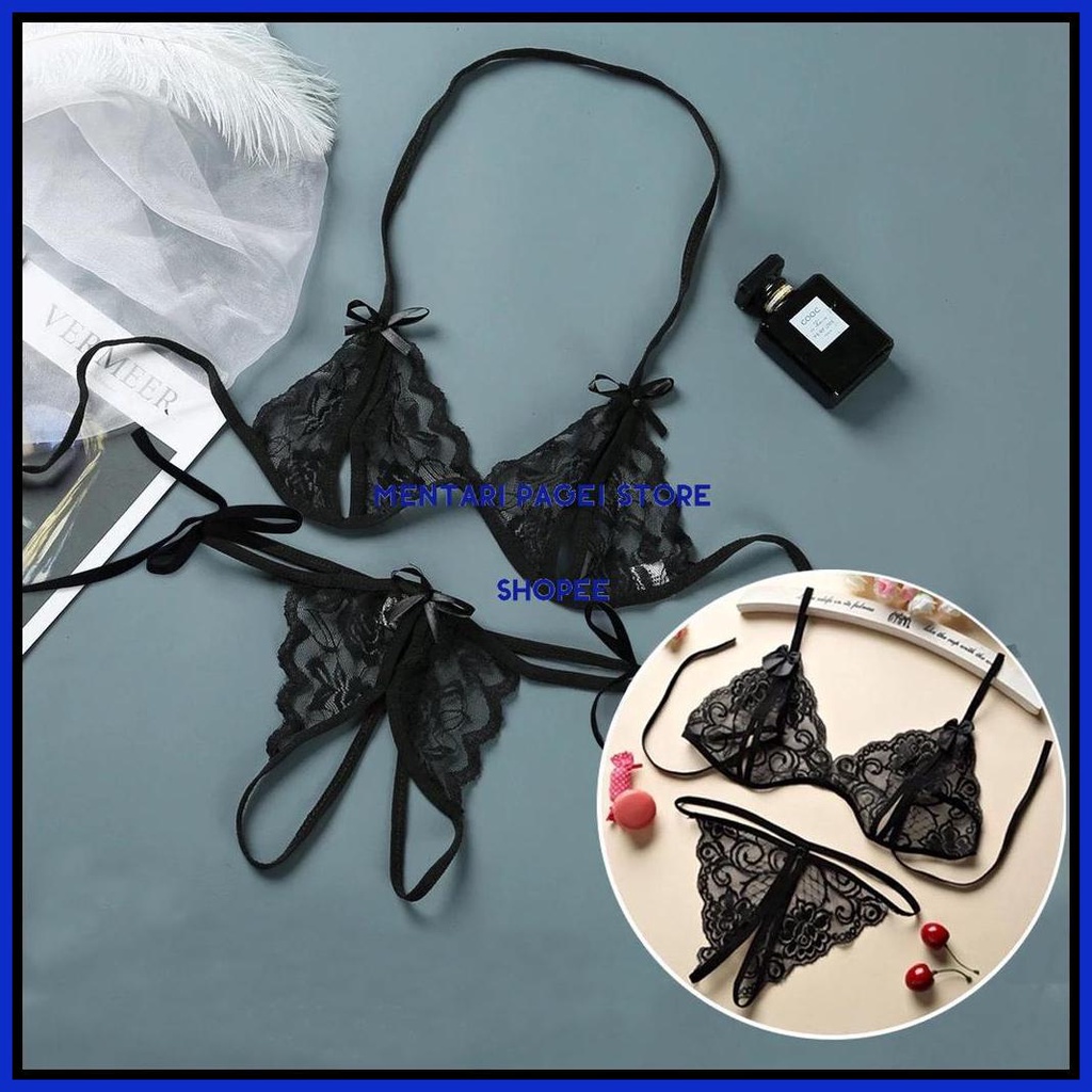 WANITA LINGERIE SEXY MINI OPEN BIKINI TRANSPARAN RENDA G STRING SET BABYDOLL 3A129 KUALITAS BERKELAS