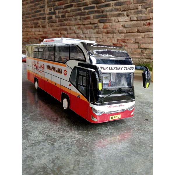 Miniatur Bus Full Strobo Harapan Jaya Scania K360 Terbaik Dari Triplek