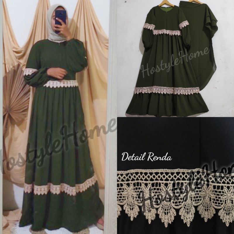 (NEW) UNNIE2 - BAJU GAMIS FULL CERUTY CERUTI 2 RENDA DRESS IBU ANAK UKURAN XS S M L XL XXL UMUR 2 3 