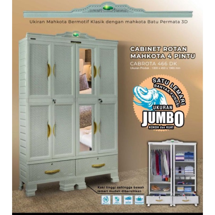 Lemari Plastik Napolly 4 pintu