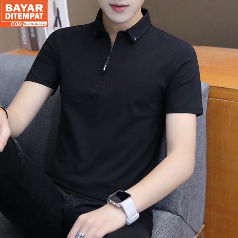 Kemeja pria polos dewasa lengan pendek Hem murah J1Q5 motif premium Cotton original putih Formal sli