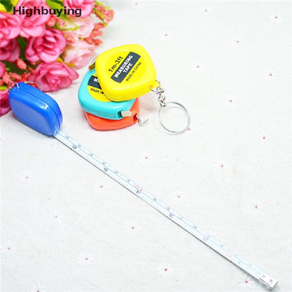 Hbid 2PCS Gantungan Kunci Mini Ditarik Penggaris Tape Measure Portable Tarik Penggaris Keyring Glory