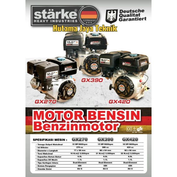Mesin Penggerak Starke GX270 10Hp