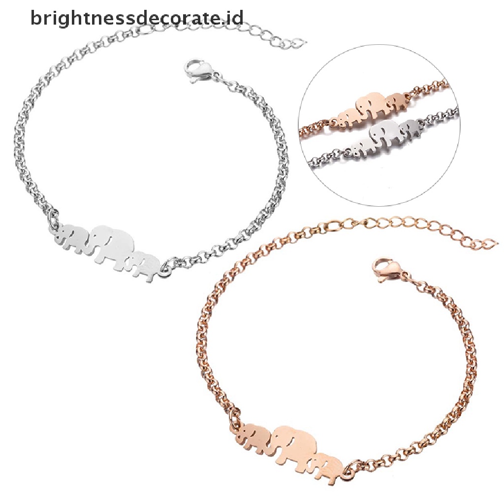 [Birth] Gelang Rantai Gajah Stainless Steel Wanita Charm Cuff Bangle Hadiah Perhiasan [ID]