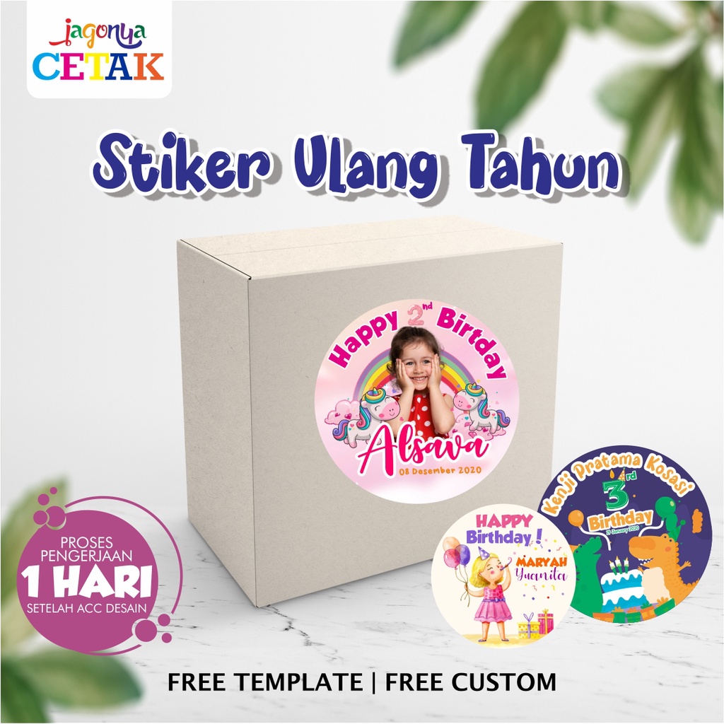 Stiker Ulang Tahun Anak Cu | Stiker Tumpeng Mini | Stiker Nasi Box Ulang Tahun | FREE DESAIN