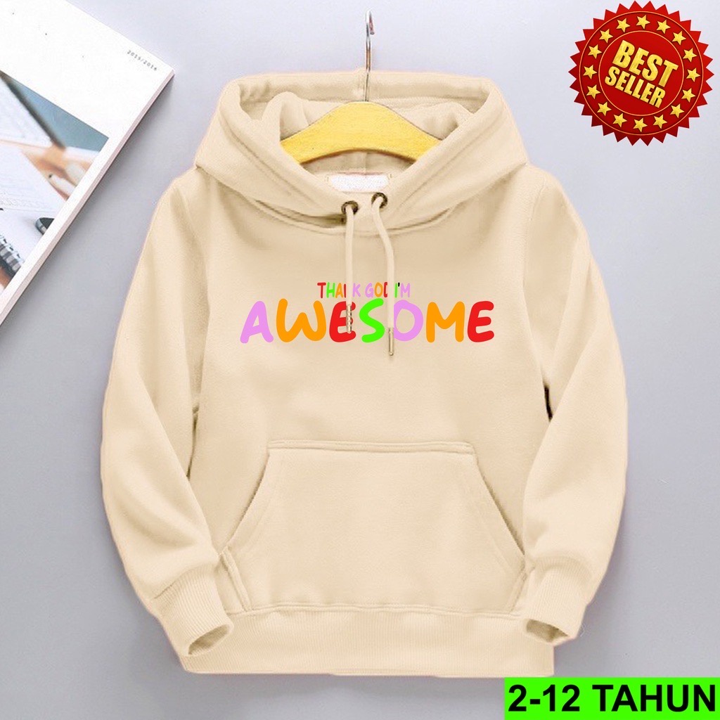 Jumper Hoodie Anak  AWESOME II Jaket Hoodie Anak Viral II Sweater Hoodie Kids Sz M - XL ( Laki Laki &amp; Peremepuan )