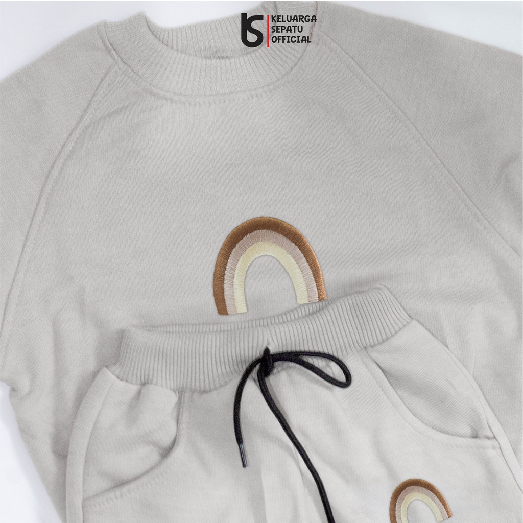 SWEATER ANAK ONE SET PAKET SRASI SWEATER + JOGGER + TOPI BUCKET LUCU SATU SET SRASI ANAK DAN BAYI raglan BORDIR LOVE SWEATER LUCU