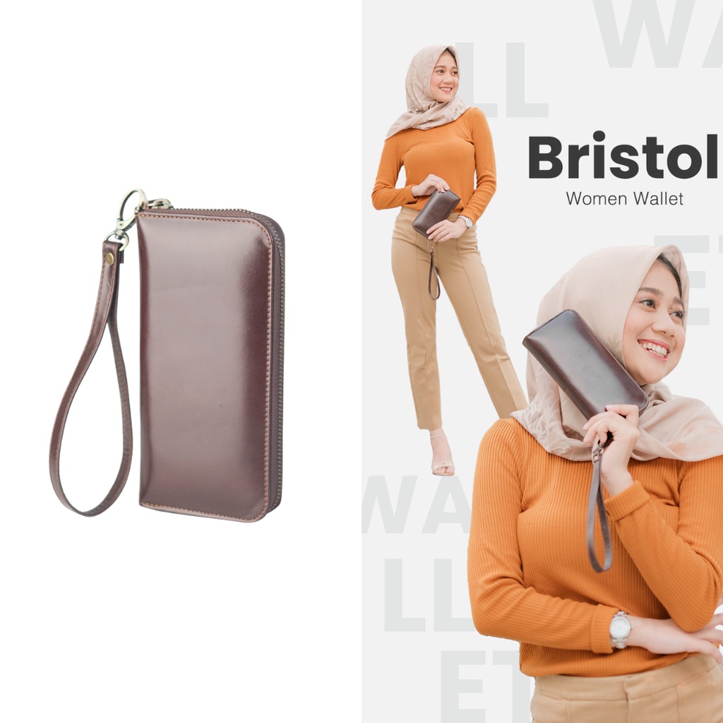 DOMPET PANJANG WANITA  KULIT ASLI ORIGINAL 100% BRISTOL - GRATIS UKIR NAMA