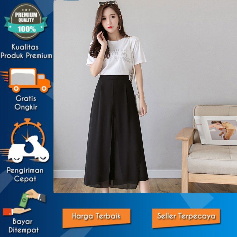 CELANA PANJANG WANITA 2 LAYER - NEW Summer Barry Pants Fake Two Pieces
